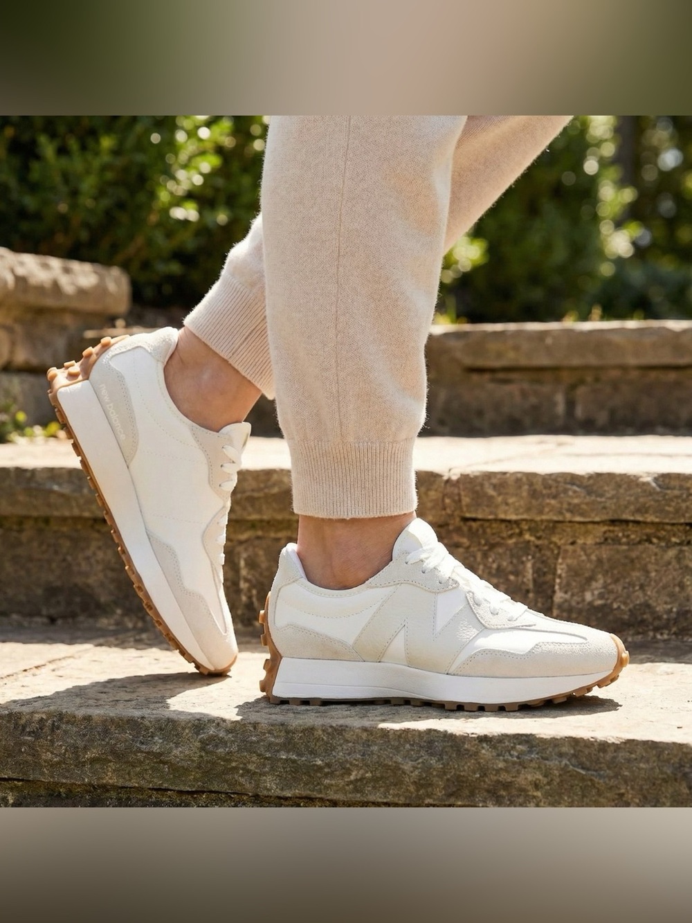 New Balance 327  Women Sneakers Shoes Leather Moonbeam White Linen